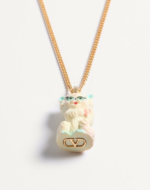 Valentino Garavani - Valentino Le Chat De La Maison Necklace In Nylon And Metal - Gold - Man - Jewelry
